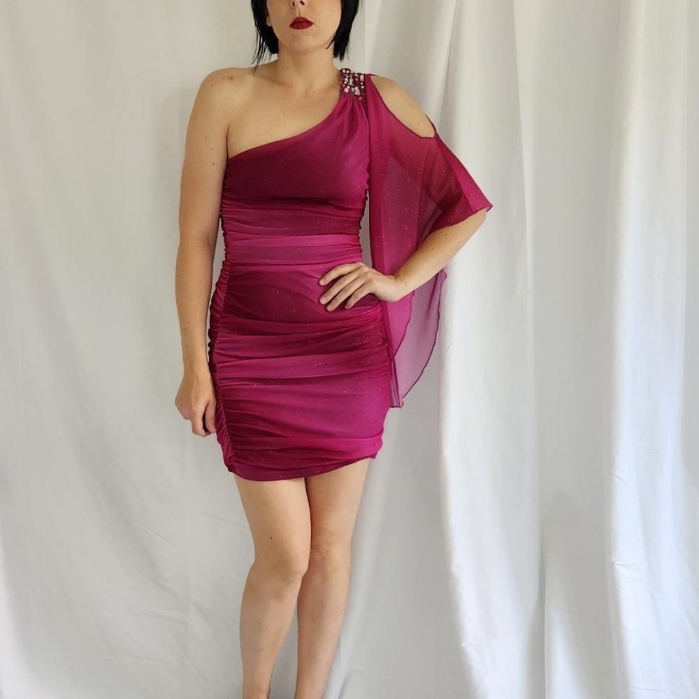 00s‎ Deb Pink One Shoulder Dress - Picture 2 of 6